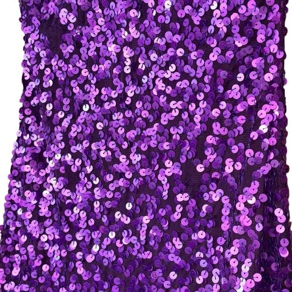 Cache Purple Sequined Halter Dress Stretch Bodycon Fully Lined size 4 - Picture 14 of 15